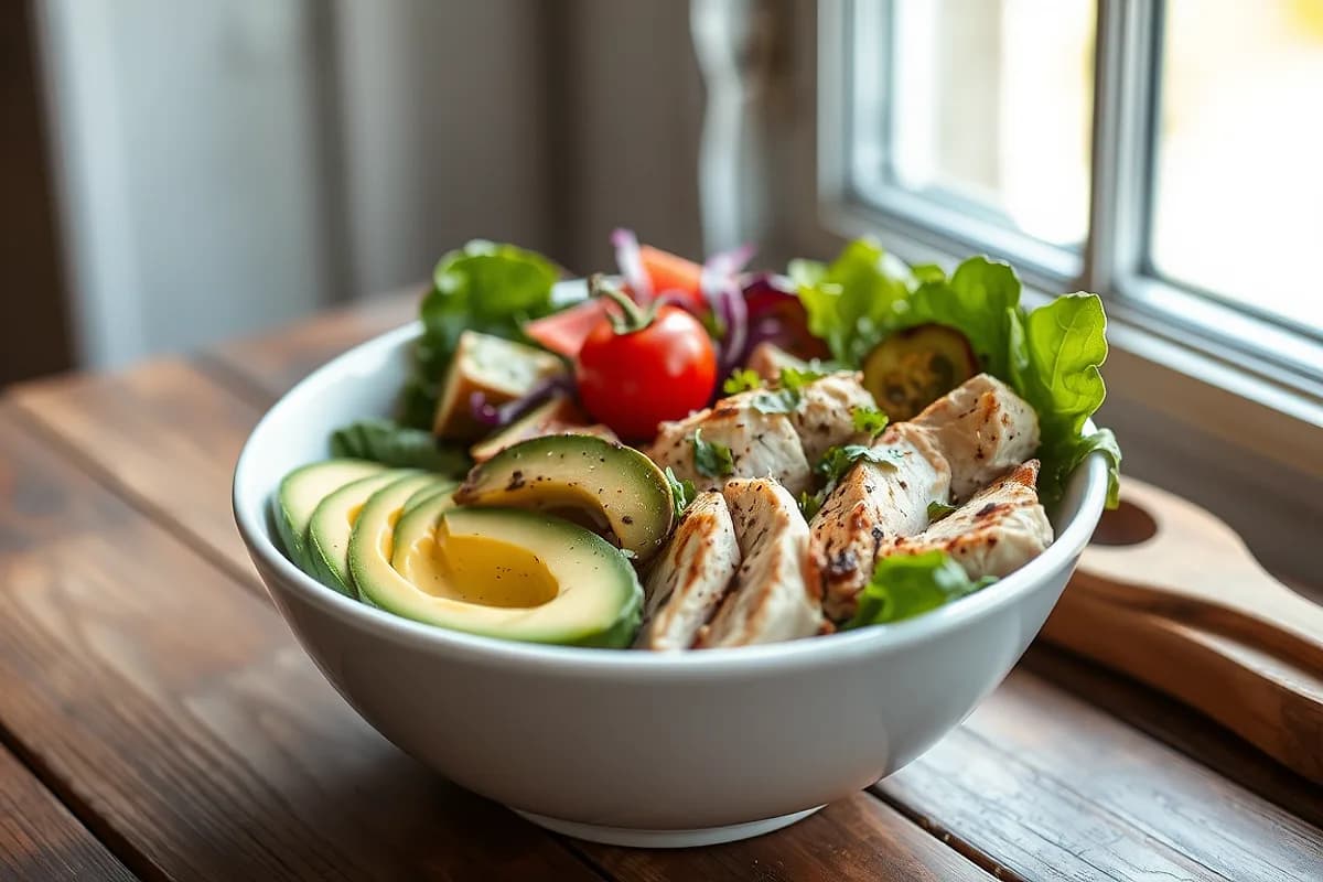 Chicken, Avocado, and Veggie Bowl