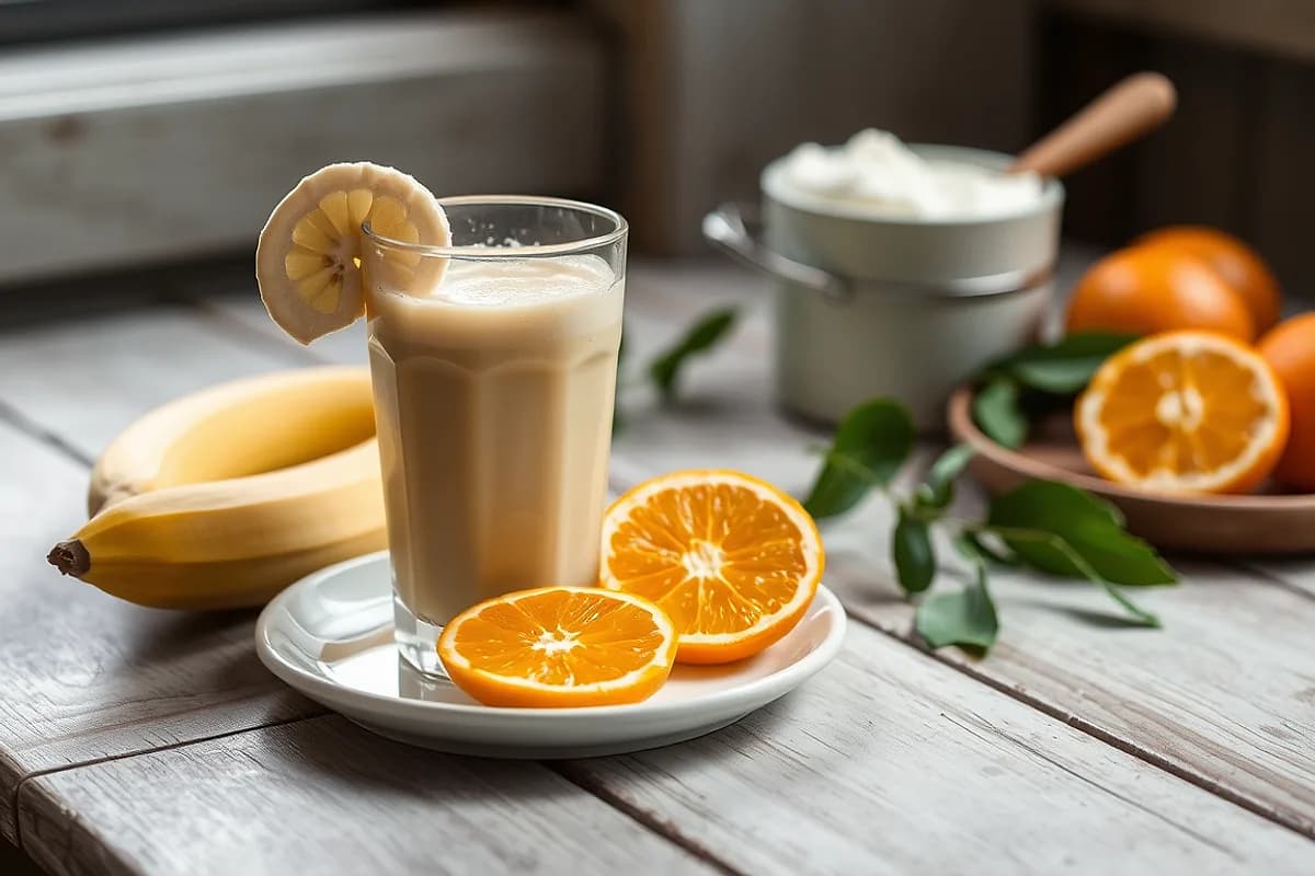 Licuado energético de banana y naranja
