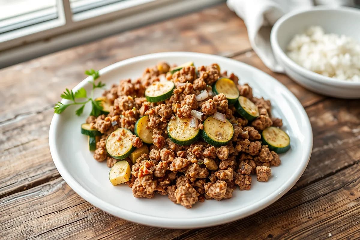Zucchini and Ground Beef Scramble