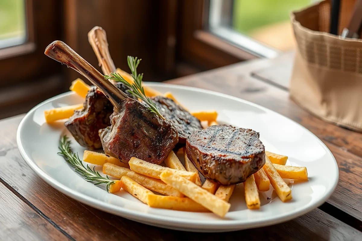 Grilled Lamb Chops with Fries