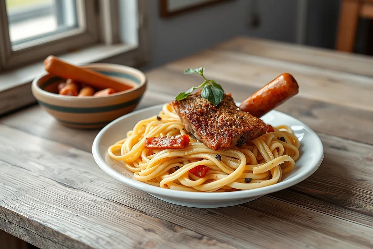 Fideos a la cazuela con costillas