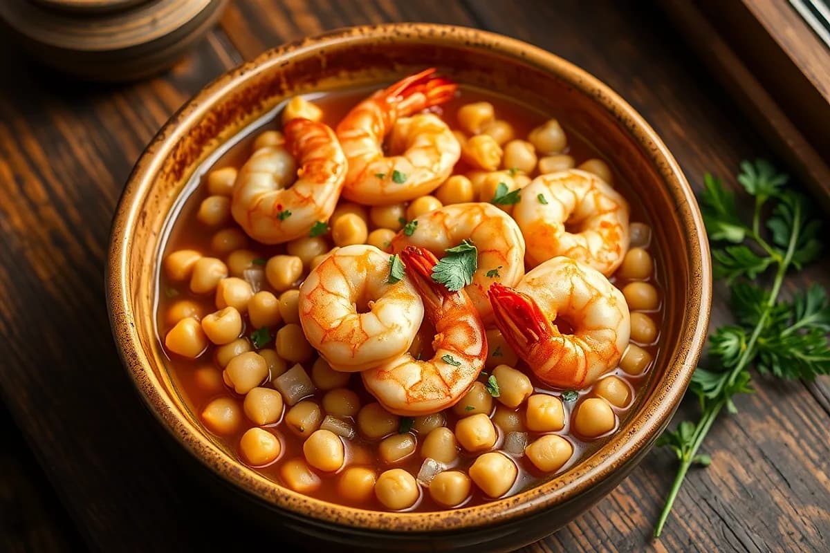 Garbanzos con gambas