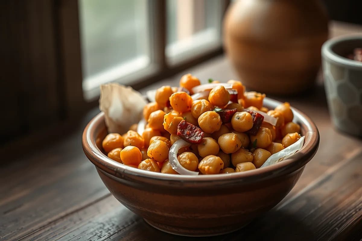 Garbanzos fritos con chorizo