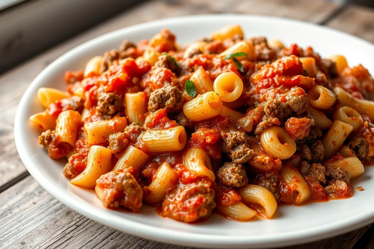 Macaroni with Meat and Tomato Sauce