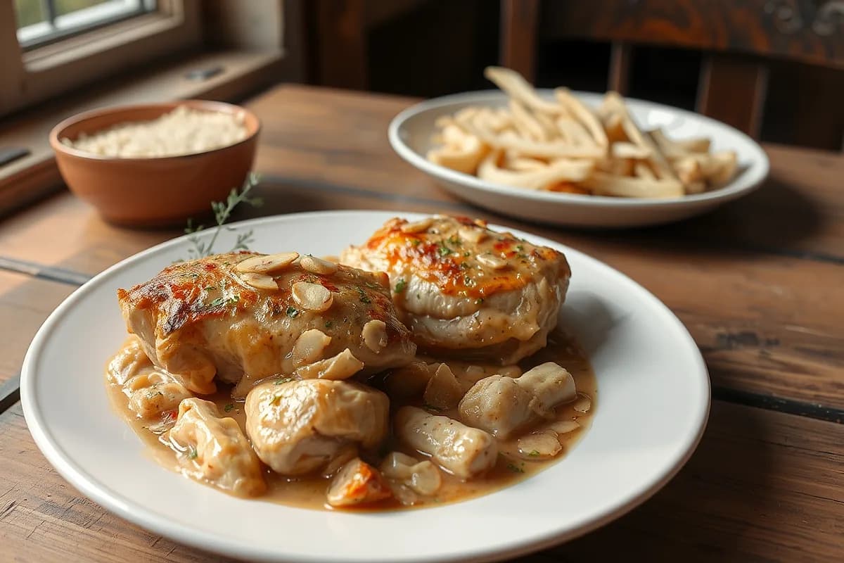 Muslos de pollo en salsa de almendras