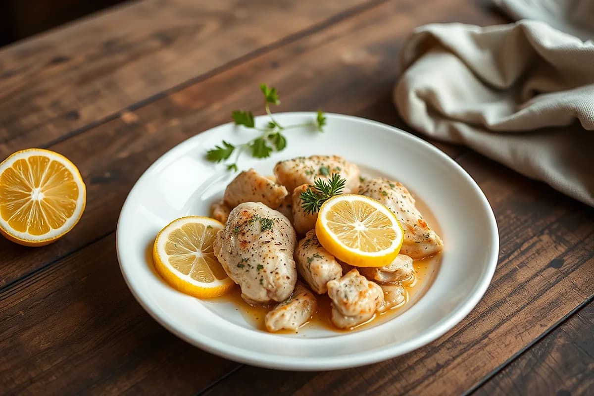 Pollo al limón en sartén