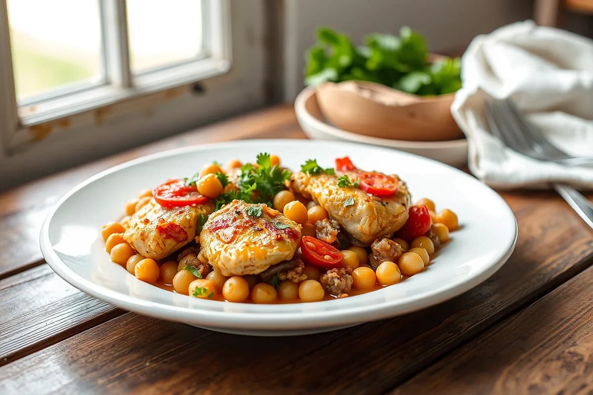 Pollo con garbanzos